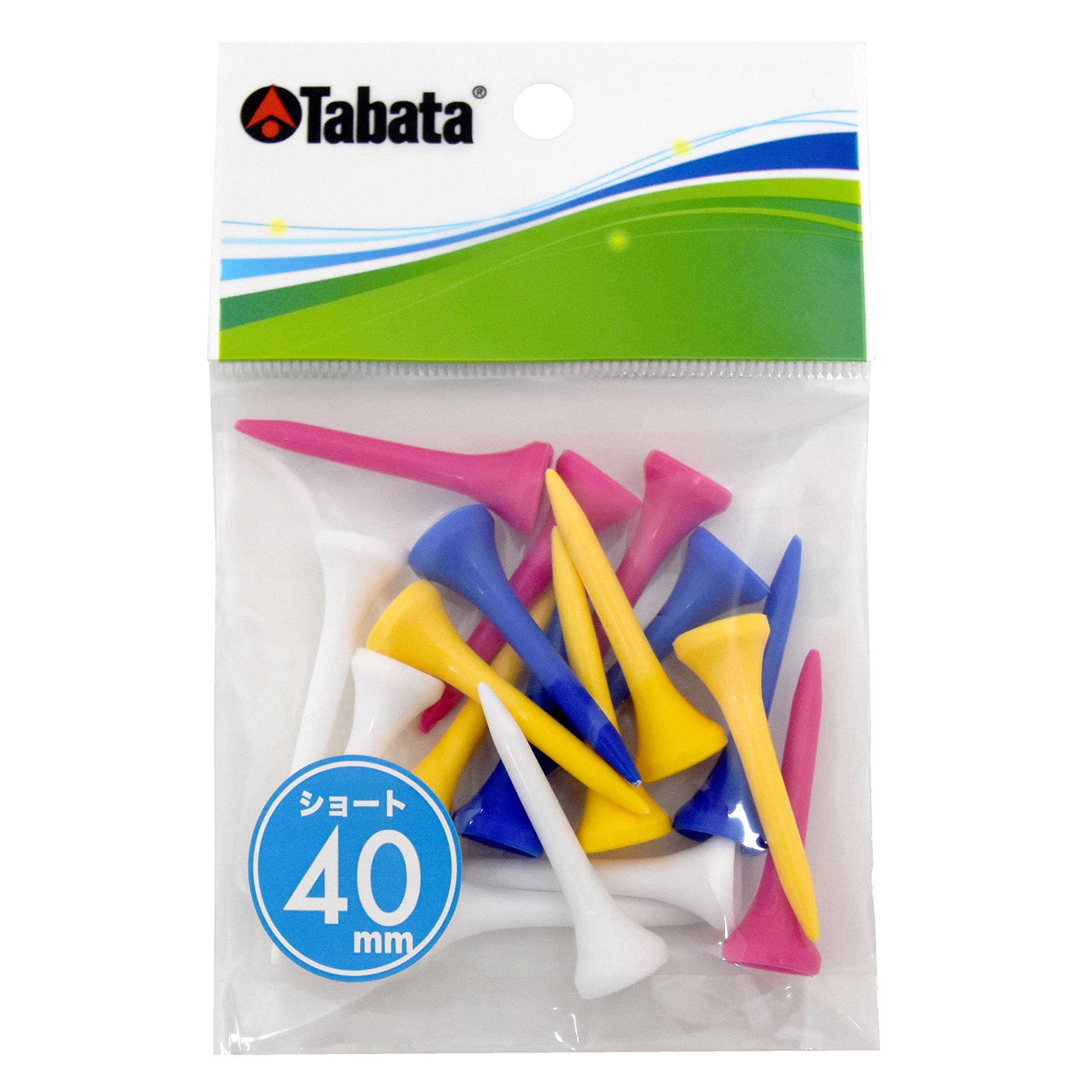Tabata Golf Plus Slim Short Tees 40mm Plastic Slim GV1418 Pink Tees, Short, 18-pack, S, White, Blue, Yellow,