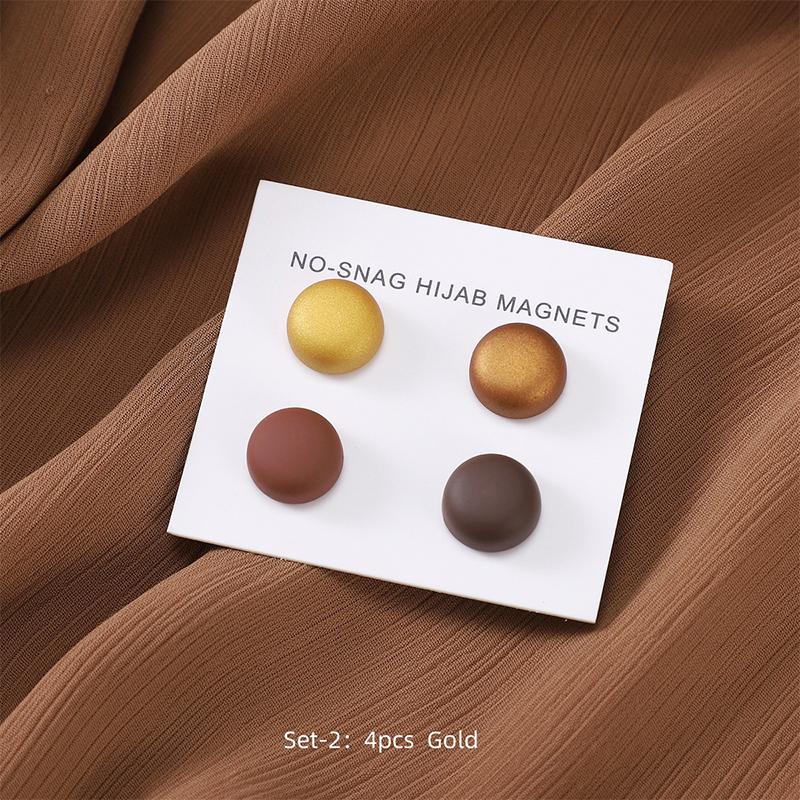 4Pairs / Card Matte Magnet Hijab Pins for Muslim Ramadan Headscarf Women Shawl Strong Magnetic Button Headscarf Magnetic Brooch
