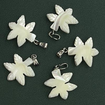 5Pcs, Natural Shell Mother of Pearl Pendant, Handmade Petal Shape Charms for Jewelry Making DIY Necklace Accessories, Valentine's Day Bulk Gifts