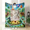 Vintage World Map Design Warm Blanket with Mythical Figures Flannel Blanket for Bedroom, Living Room, Sofa, and Nap Sofas