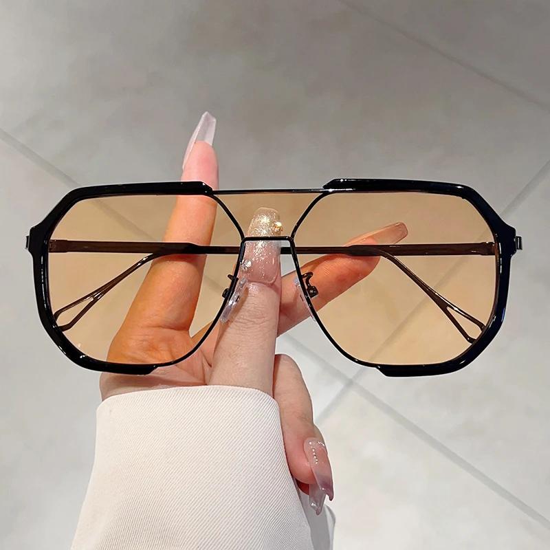Oversized Pilot Sunglasses  New in Vintage Double Bridge Shades Trendy Fashion Korean Style Brand Design Sun Glasses