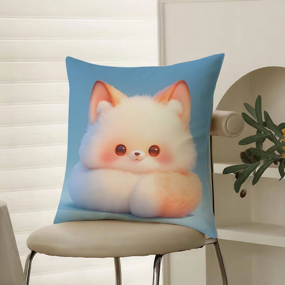 

Cute Cured Animals Pictures Lovely Pillow Case Comfort Sofa Bed Silky elegant Invisible zipper Decorative cushion cover 12x12Inch