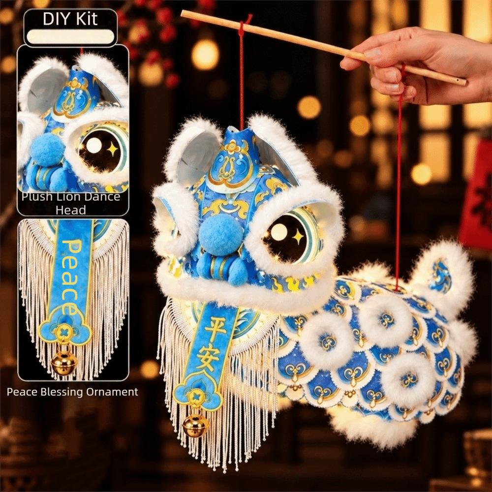 Cartoon Lion Dance Lantern Ancient Chinese Style Luminous Lantern Portable Lantern Spring Festival