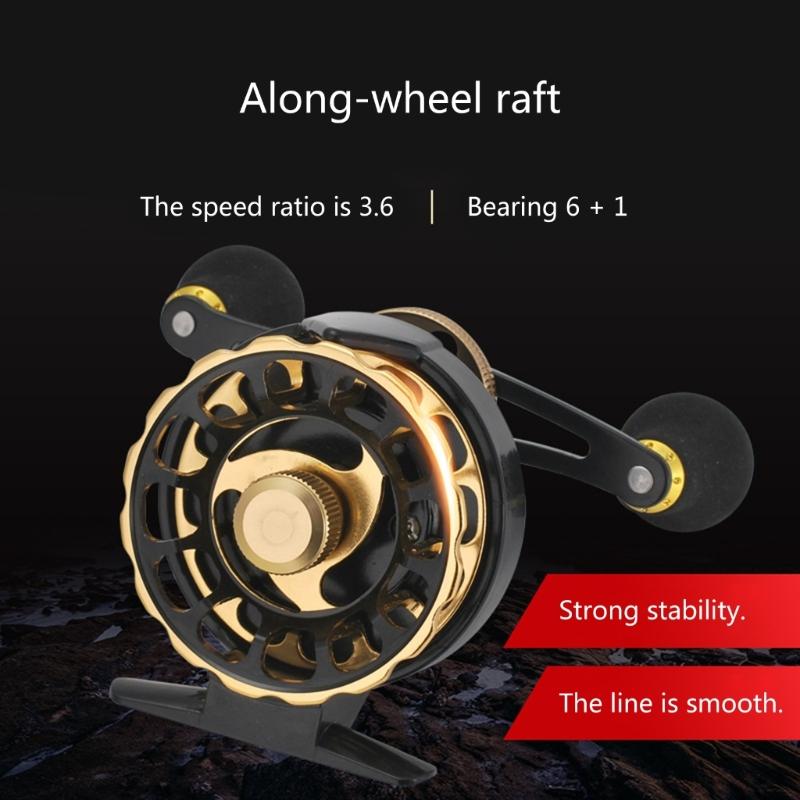 Raft Fishing Reel Aluminum Alloy Fish Line Wheel Right/Left Handed Fishing Raft Wheel Ice Reels Comfortable Grip