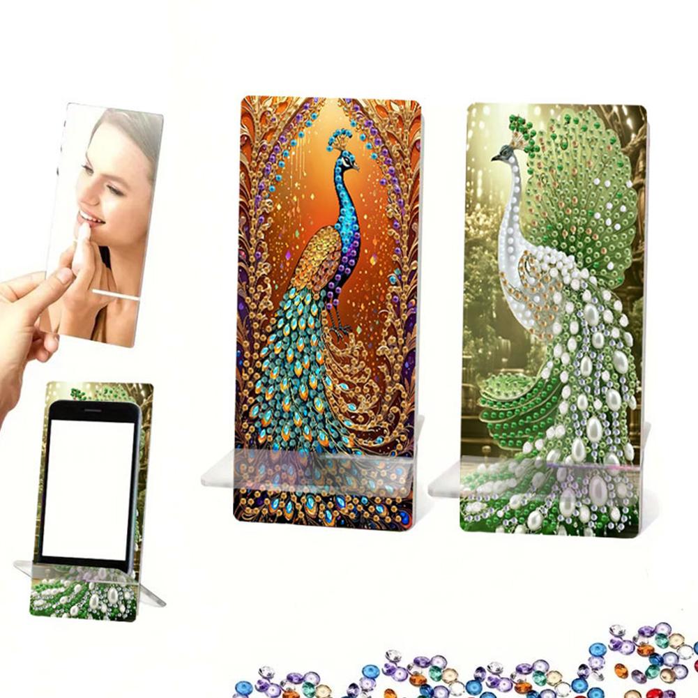 2Pcs Acrylic DIY Animals Diamond Painting Phone Holder Rhinestone Phone Mount Diamond Art Phone Bracket for Home Office Decor