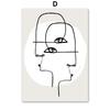 Wandkunst Leinwandmalerei Moderne abstrakte Linie Gesicht minimalistisch nordische Poster und Drucke Wandbilder für Wohnzimmerdekoration kein Rahmen