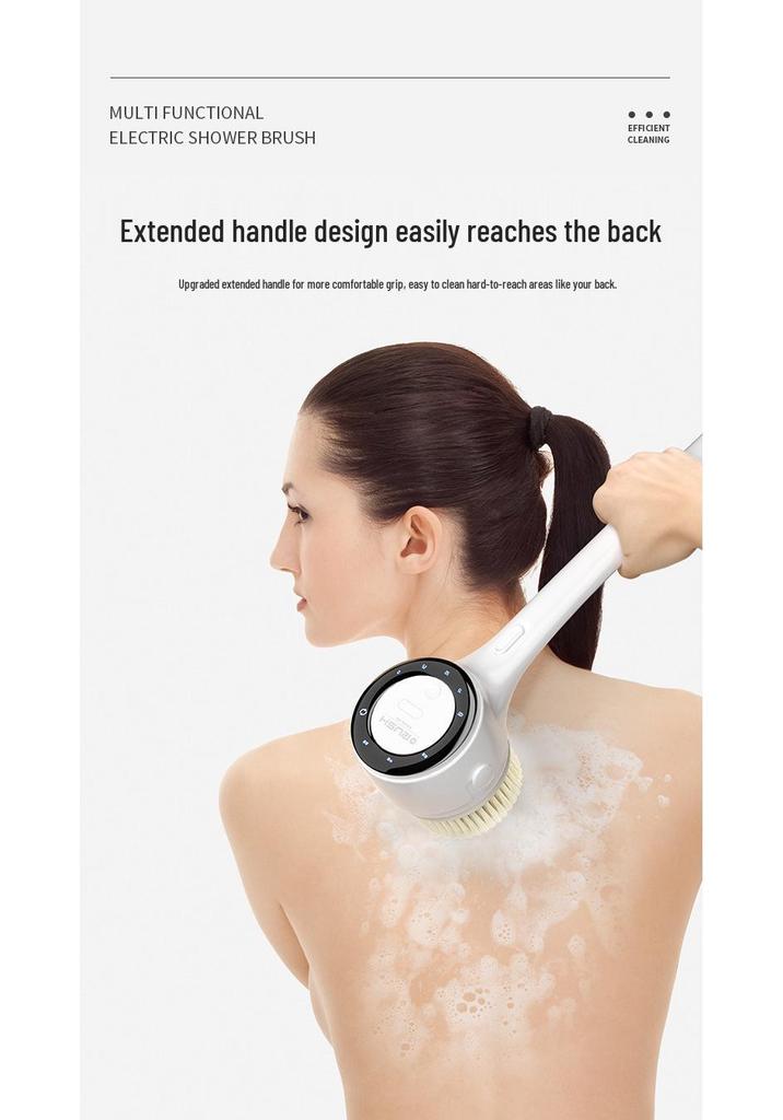 Digital Display Electric Bath Brush with Long Handle for Massage and Scrubbing