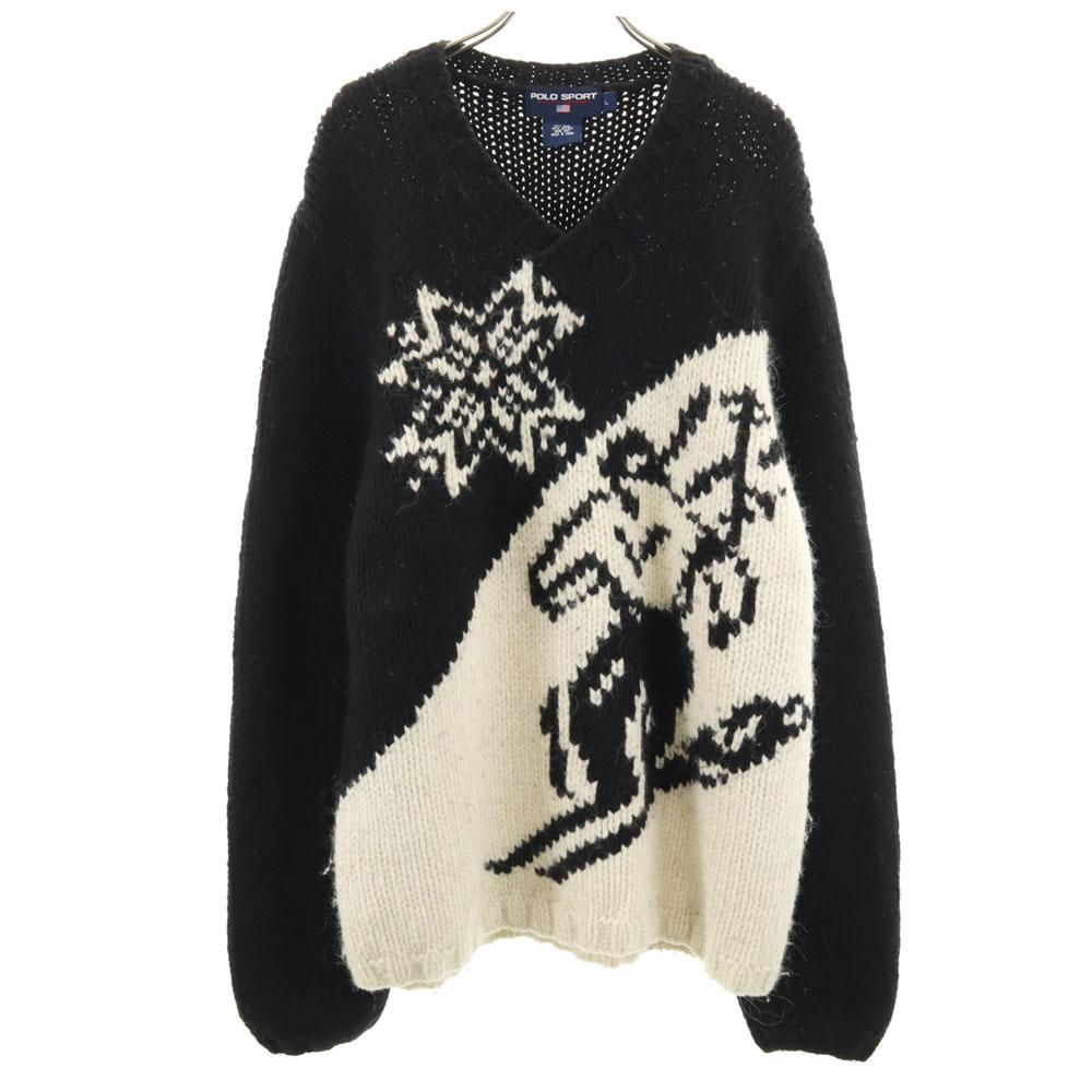 

POLO SPORT RALPH LAUREN Wool blend hand knit Long sleeve V neck sweater Men s Used