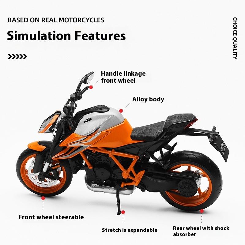 KTM 1290 Super Duke R, Maßstab 1:12, Sportmotorrad-Miniaturmodell aus Metallguss, dekoratives und trendiges Accessoire, Geschenk für Freunde