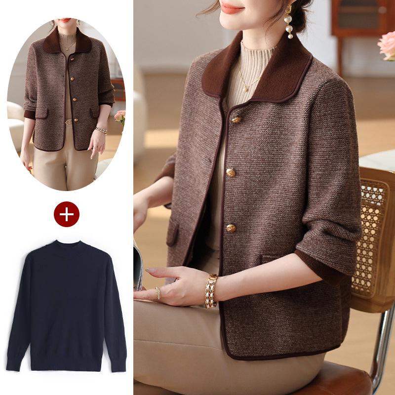 Stylish Autumn Knit Cardigan for Middle-aged and Elderly Women - 2025 Collection
