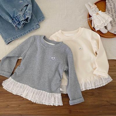 2025 New Girls' Lace Long-Sleeve T-shirt: Fashionable Spring/Autumn Baby Top