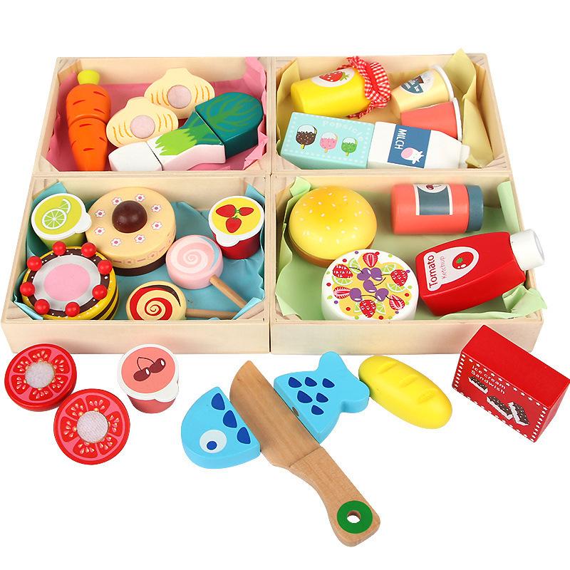 Wooden Pretend Play Kitchen Set: Children's Fruit and Vegetable Cutting Toy