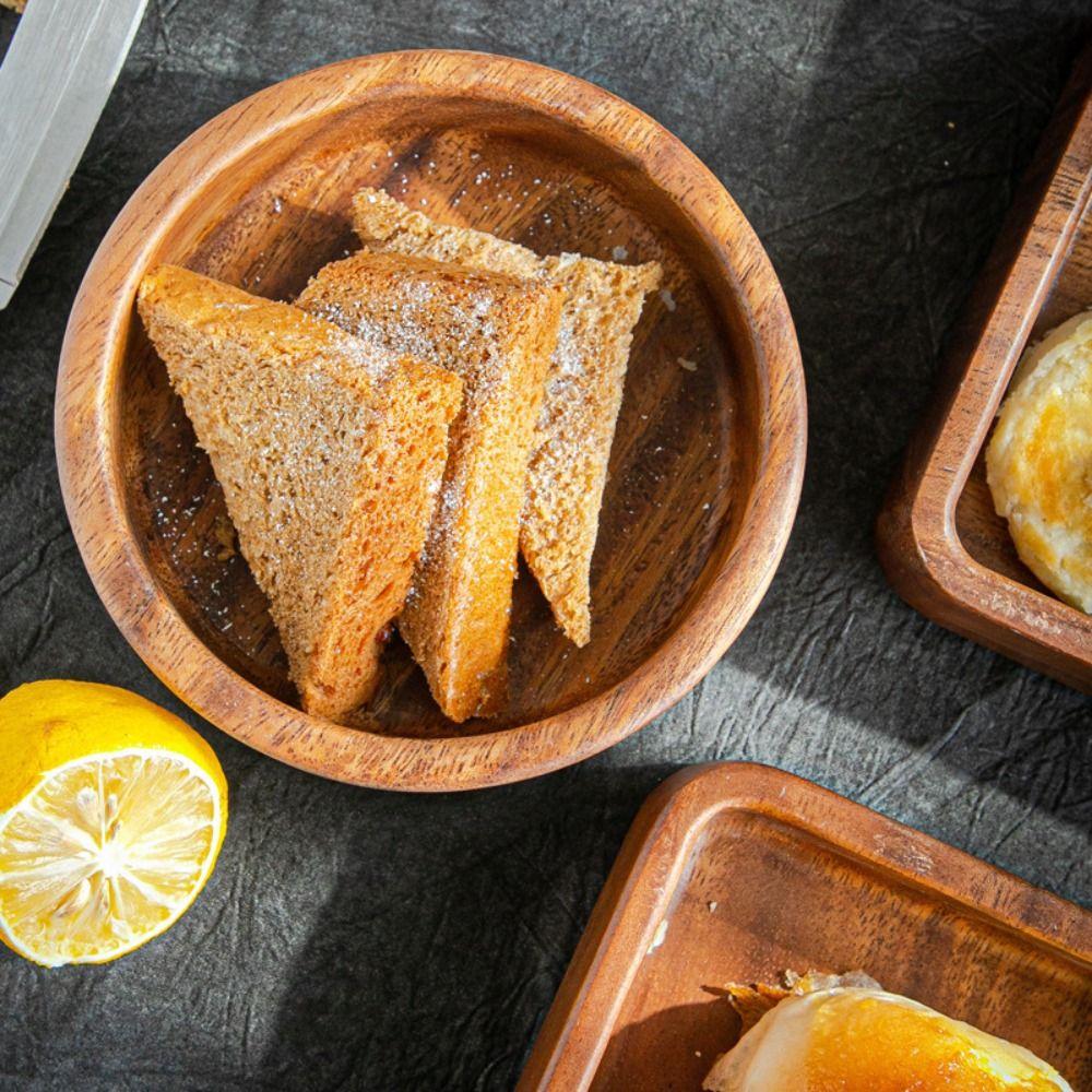 Japanese Style Wooden Fruit Tray Natural Durable Tea Serving Plate Round/Square Dried Fruits Plates Afternoon Tea