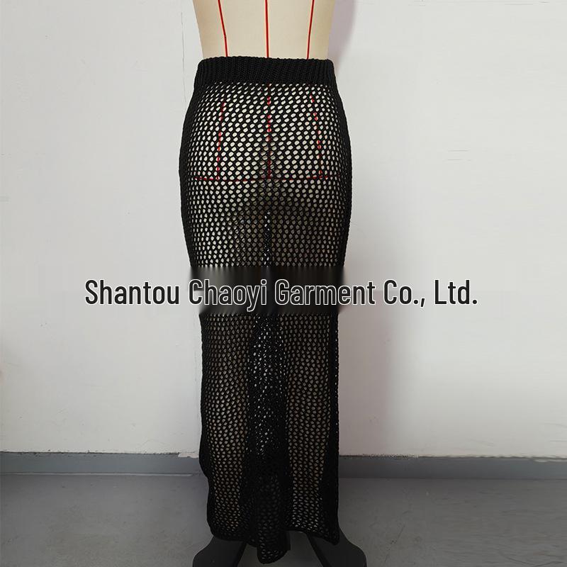 Summer Seaside Textured Knit Midi Beach Skirt Cover-up