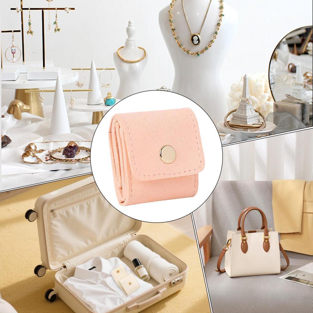 Travel Jewelry Bag Small Jewelry Travel Case Trendy Foldable Divided Case with Buckle for Airplane Beach Vacation Honeymoon