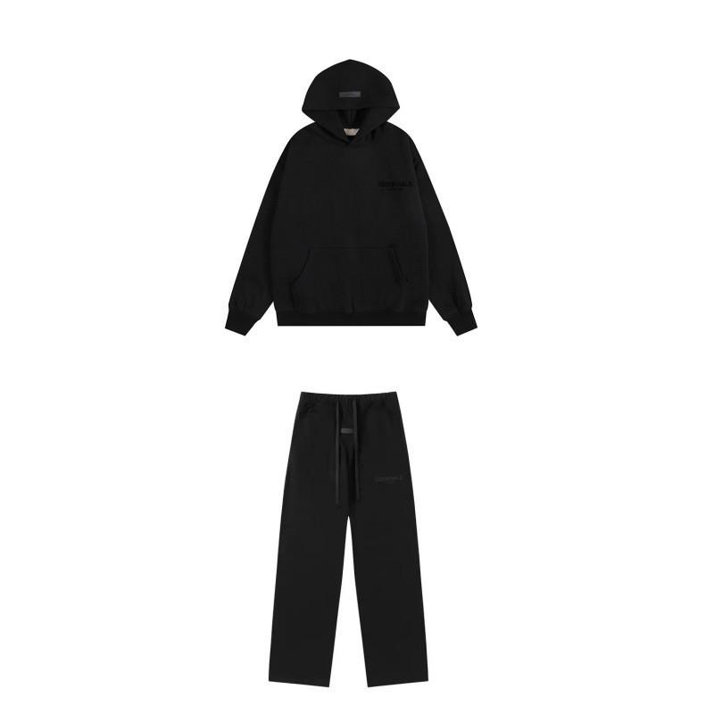 FEAR OF GOD ESSENTIALS Flocked Letter Hoodie Men Women Loose Fleece Sweatshirt Casual Streetwear