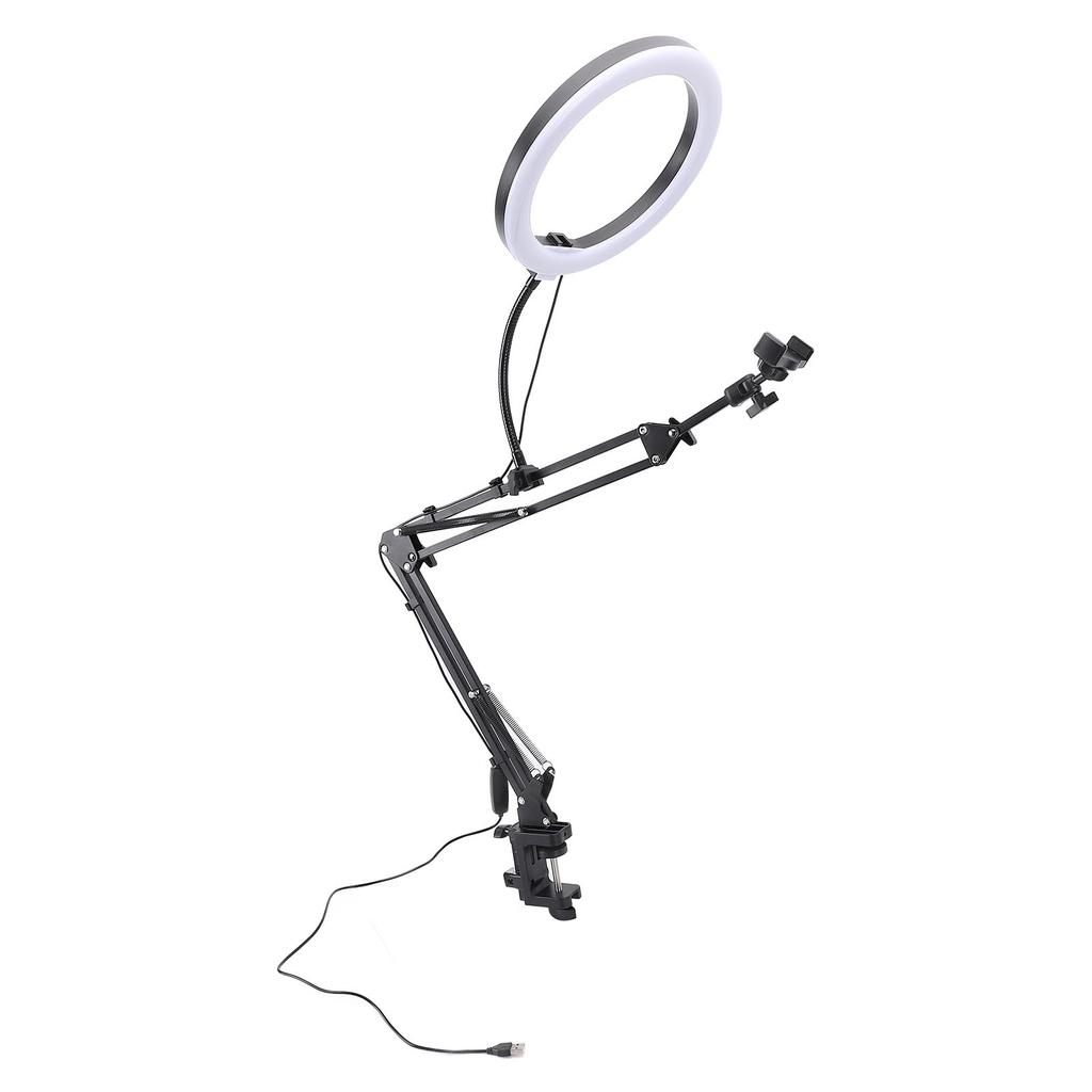 Clamp Ring Light Over Head Ring Light with Phone Holder 4.5cm Maximum Clamp Thickness for Desktop Li