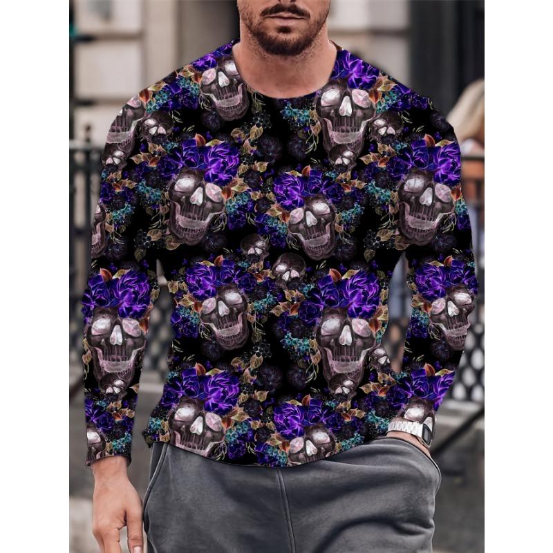 Fashion Pattern Printed T-shirt for Men and Women in Spring and Autumn Casual Outdoor Long Sleeved T-shirt Top Street Clothing