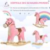 Kinder Schaukelpferd Baby Schaukeltier Pferd mit Tiergeräuschen Spielzeuggriffe für 36-72 Monate Plüsch Rosa 65 x 32,5 x 61 cm