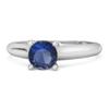 Blue Sapphire Round Solitaire Ring - 925  Sterling Silver