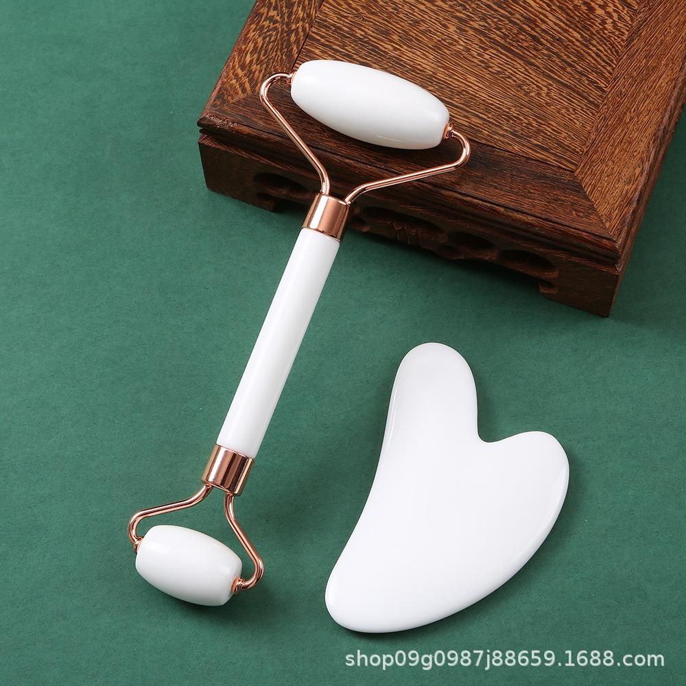 Natural Resin Gua Sha and Double-Headed Face Roller Massage Set for Skin Care