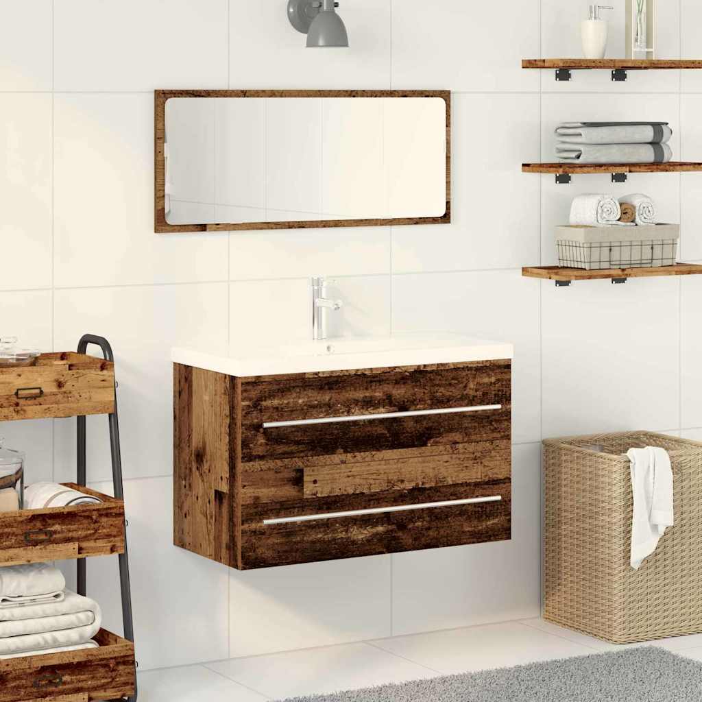 Washbasin Cabinet with Drawers Rustic Wood Look 80 X 38.5 X 48 Cm