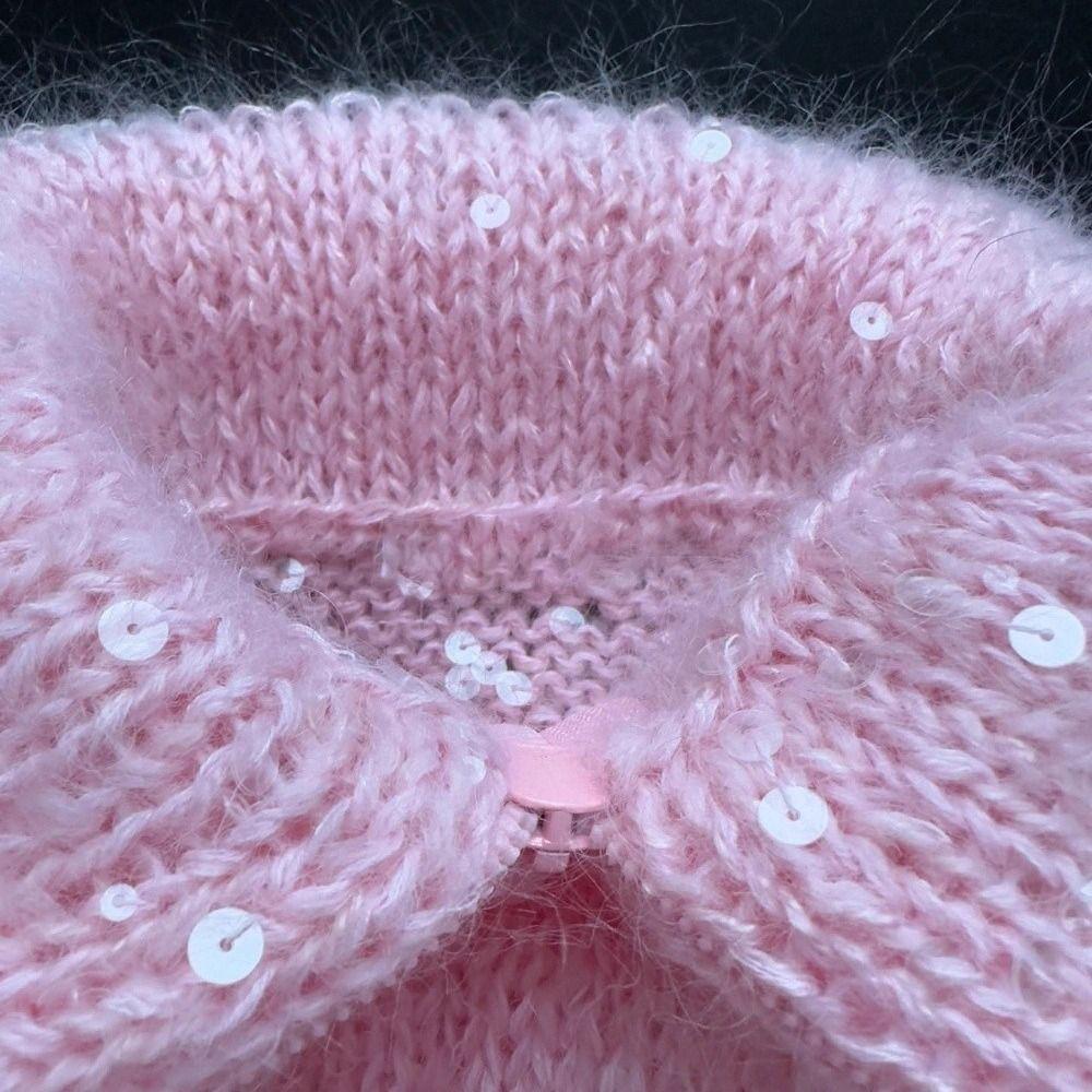 Sparkly Sequin Sequin Knitted Cardigan Stand Collar Long Sleeve Y2K Sweater Glitter Lapel Coat Autumn Winter