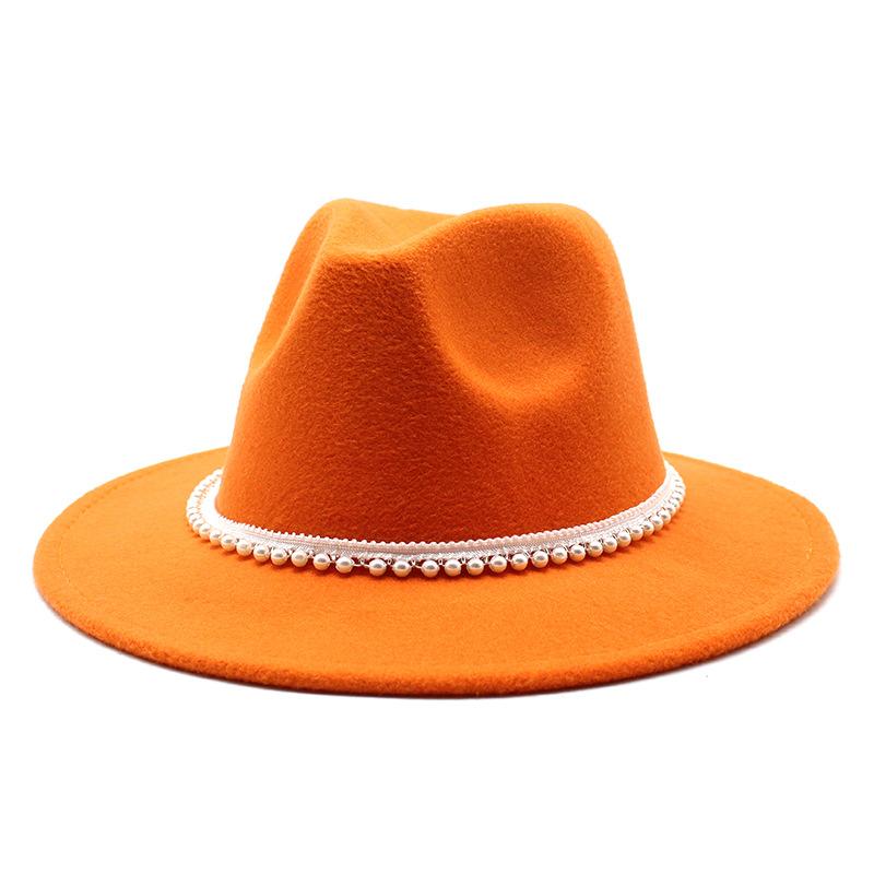 Autumn And Winter New Ribbon Hepburn Style Broad Brimmed Hat Fashion Flat Brim Top Hat Men And Women Woolen Fedora Hat