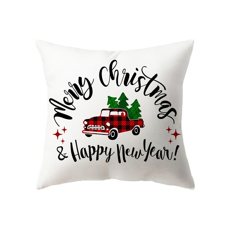 Weihnachtsthema-Elch-Druckmuster-Polyester-Kissenbezug für Zuhause, Wohnzimmer, Sofa, Dekoration, quadratischer Kissenbezug