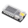 ST Blade Fuse Block 12 Circuit ATO Fuse Box with Ground Safety Lock Buckle 5A 10A 15A 20A Fuses 32V 
