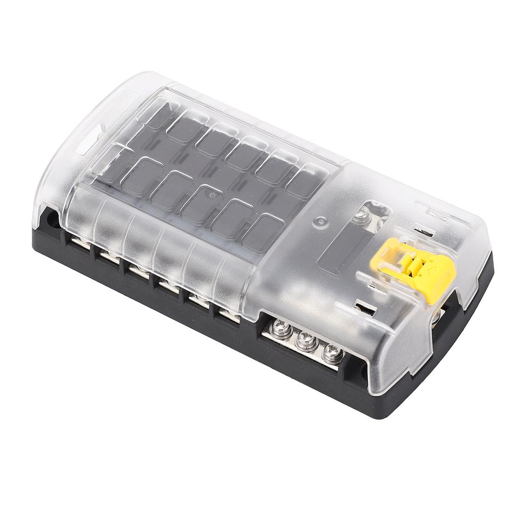 ST Blade Fuse Block 12 Circuit ATO Fuse Box with Ground Safety Lock Buckle 5A 10A 15A 20A Fuses 32V