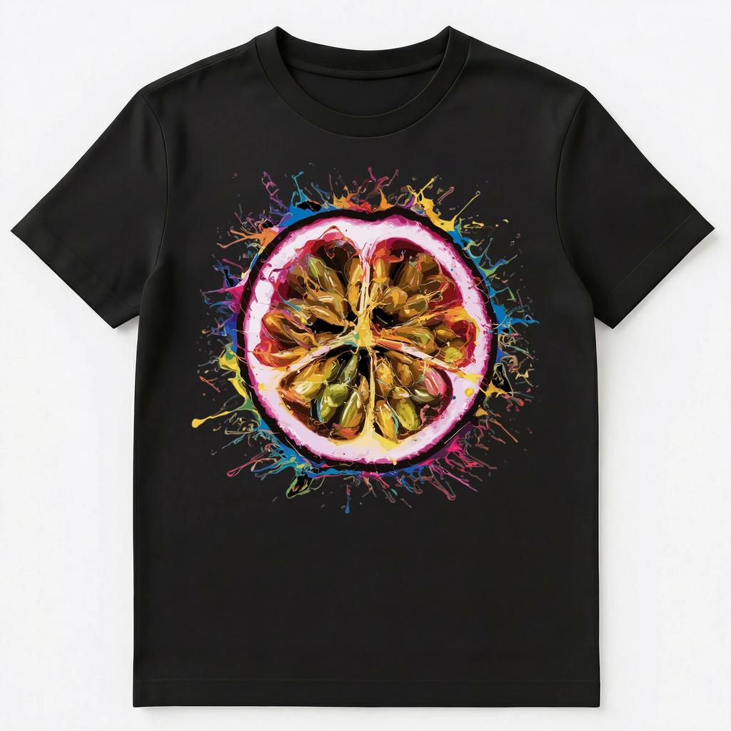 Colorful Paint Splash Passionfruit Art Graphic Unisex T-Shirt