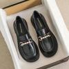 Platform loafers women's spring 2025 new fashion versatile women's single shoes retro British style low heel small leather shoes
