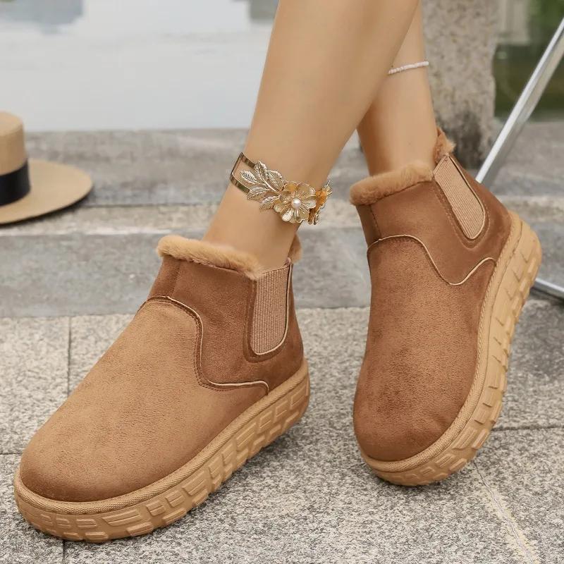 Fashion Ladies Shoes 2025 Ankle Women's Boots Fashion Round Toe Casual Winter Plus Velvet Keep Warm Comfortable Best Seller Snow Boots