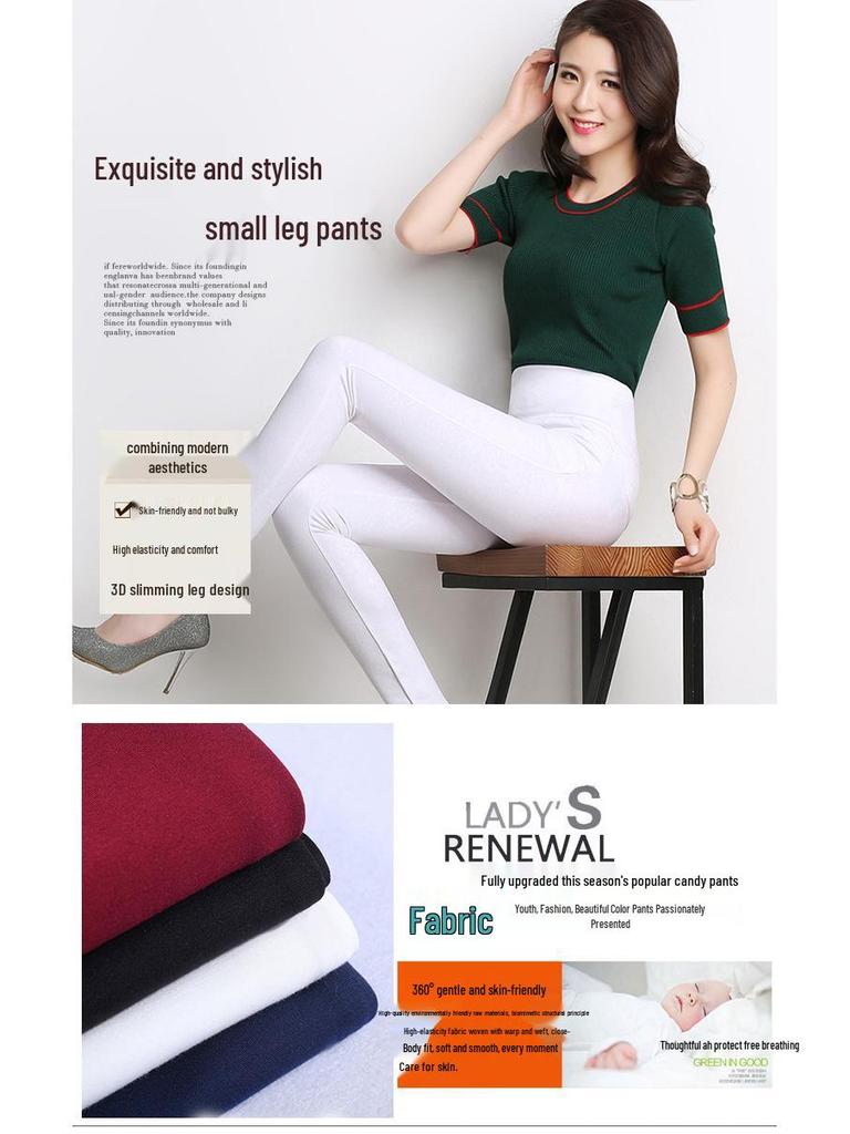 Elastic High Waist White Slimming Leggings for Plus Size Women - Summer Wear
