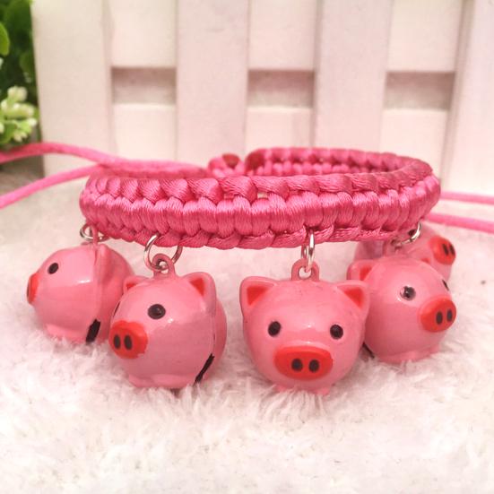 Fashion Braided Dog Collar with Cartoon Figure Bells Puppy Necklace Pet Supply