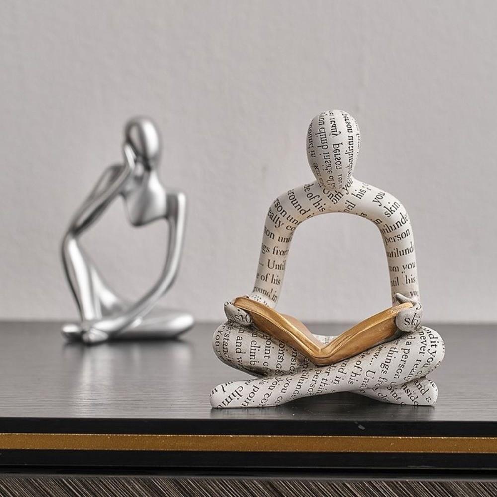 Kreative Harzkunst Paarfiguren Schwarz/Weiß Minimalistische Charakter-Ornamente Nordischer Stil Schreibtischskulpturen Heimtischdekoration