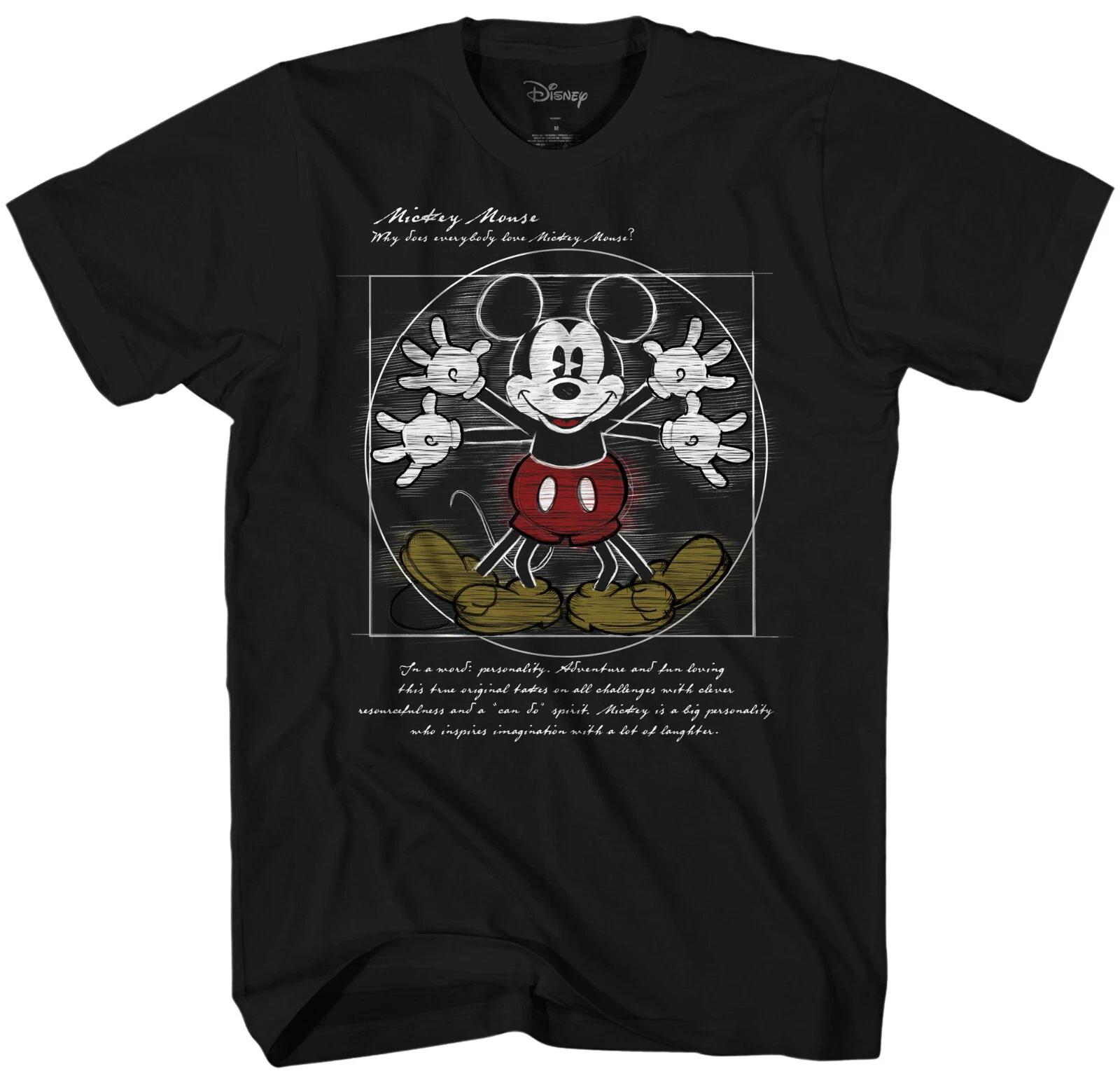 Disney Vitruvian Mickey Mouse Men s Black T-Shirt New L