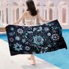 1pc Bohemian Mandala Flower Tapestry - Black & White Floral Design, Microfiber Beach Blanket for Home Decor, Bedroom,Living Room