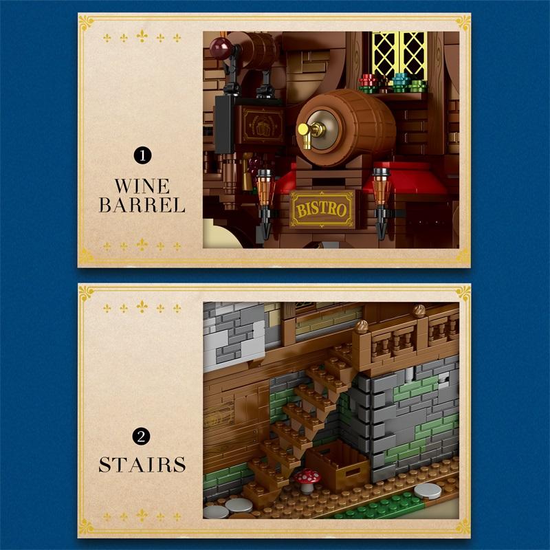 Non-Toxic 2868Pcs Medieval Tavern Building Blocks European Street View Architecture Moc Model Brick Desktop Display Ornaments Toy For Kids
