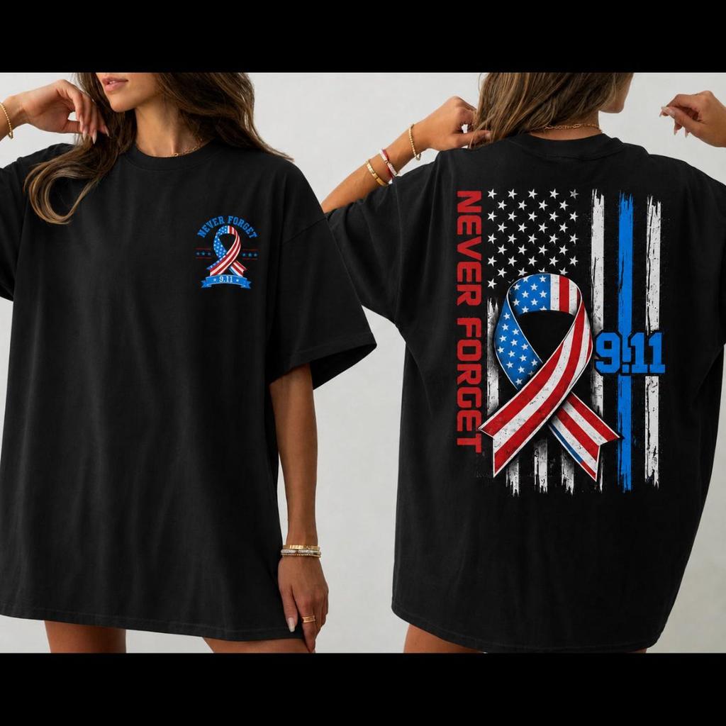 Comfort Colors® 25th Anniversary 911 Memorial Shirt, Never Forget Memorial Tee, Patriotic American Flag Tribute, September 11 Remembrance