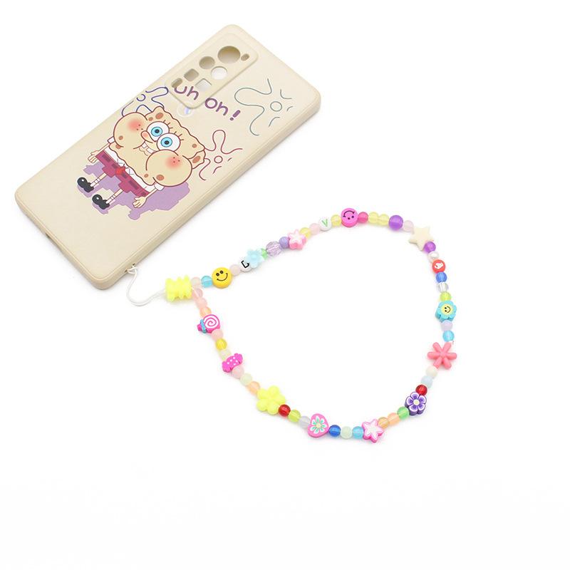 Mobile Phone Chain Beaded Colorful Cartoon Fruit Smiling Face Soft Pottery Letter Beaded To Prevent Mobile Phone from Hanging Chain.