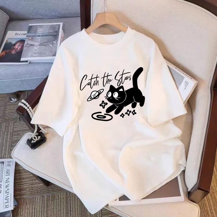 Women's Summer 2025 Pure Cotton Loose Slimming Short-Sleeve T-Shirt - New Fashion Niche Design