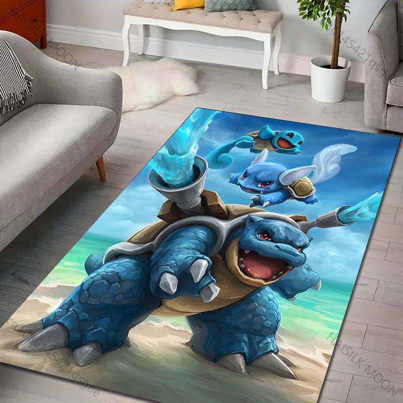 1PC Japanese Anime Pokémon Squirtle Print Rug Carpet for Living Room Children Bedroom Mat Sofa Doormat Home Decor Anti-Slip Mat