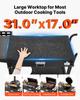 Outdoor Grill Cart, 787 x 432mm Tabletop Size Grilling Table, Foldable Outdoor Cooking Table with Tissue Holder, Hooks, Wheels, Side Table, BBQ Prep