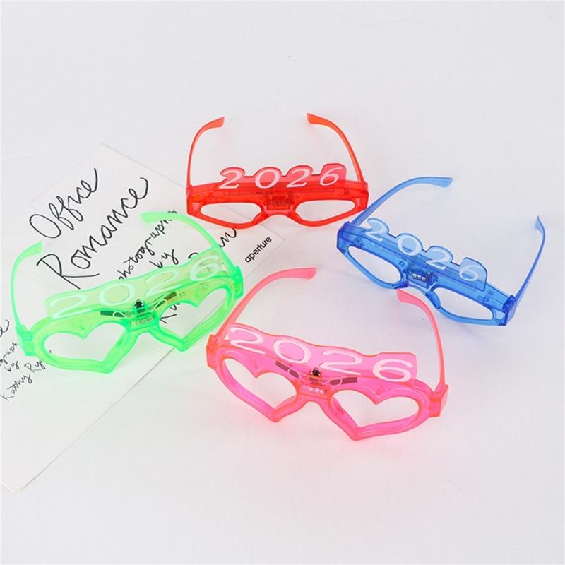 6Pcs Glowing Heart LED Glasses Night Event Party Supplies Reusable Bright Light Comfort Safe Materials