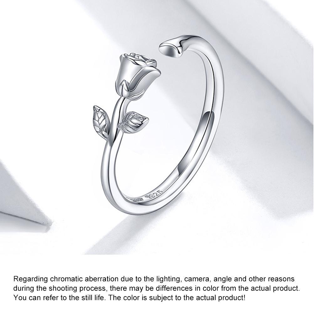 Rose Flower Ring 925 Sterling Silver Open Ring Adjustable Finger Ring for Women Girls Valentine S Day Gift