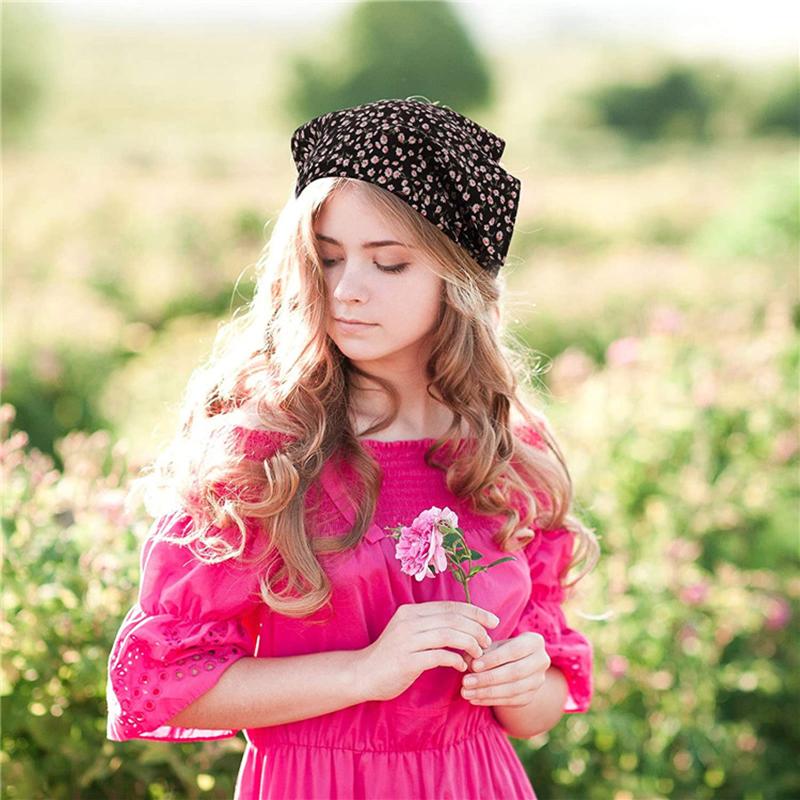 Bandeaux Bandanas Imprimé Floral Femme Fleurs Foulard d'Été Élastique Écharpe Triangle Bohème Mouchoir Bandeau d'Été Foulard pour Cheveux Accessoires pour Cheveux
