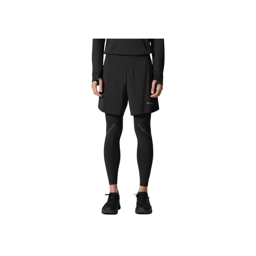 SAUCONY Soft And Comfortable Skin-Friendly Fake Two-Piece Sports Long Pants Unisex Bottoms Black SA2269LG21T-BK001