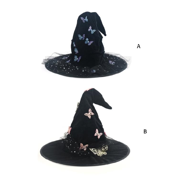 Carnivals Witch Hats Masquerades Ribbon Wizard Hats Adult Kids Witch Hats for Various Themed Celebrations
